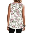 thumbnail image 3 of DYMADE Women Plus Size Floral Printed Sleeveless Pleated Casual Loose Tank Top T-Shirt, 3 of 3