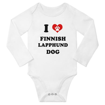 

I Heart Finnish Lapphund Dog Cute Baby Long Rompers Baby Long Clothes (White 12-18 Months)