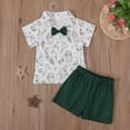 thumbnail image 2 of EnJoCho Toddler Baby Boy Easter Outfit Toddler Boy Bunny Print Button Up Shirt Top+Shorts Suits Set Summer Clothes (Green,3-4 Years), 2 of 4