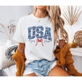 thumbnail image 3 of VibeNest Studio Unisex USA 250 Years of Freedom Coquette Bow Patriotic 4th of July Garment Dyed Graphic T-Shirt, 3 of 8