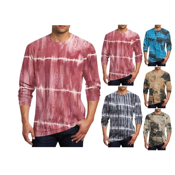 SGFCWSX Men Casual Pullover Oversized Blouses, Quick Dry Geometric Texture Crewneck Athletic Top Red 2XL