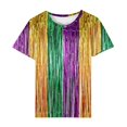 thumbnail image 1 of Outfmvch T-Shirts Mardi Gras pour Femmes, T-Shirts Graphiques, T-Shirts de Carnaval, Vêtements Mardi Gras, T-Shirt Imprimé à Manches Courtes Col Rond Mode Décontracté Vert Armée 1 S, 1 of 4