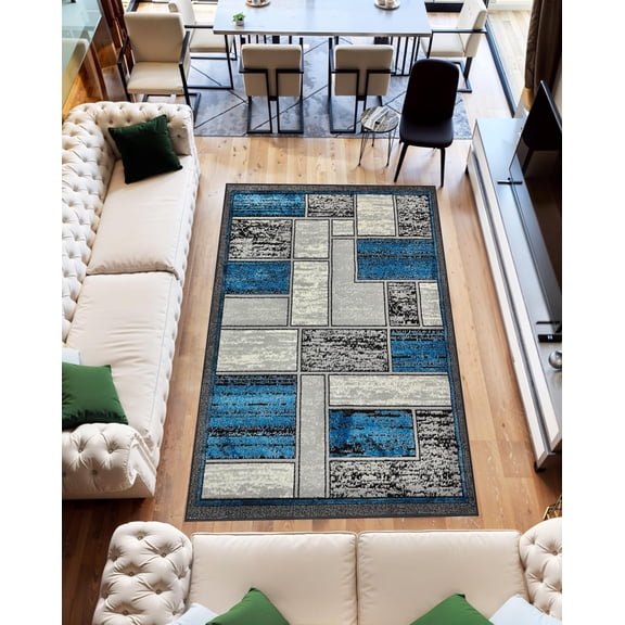 Star Abstract 5x7 Area Rug – Modern Contemporary Colorful Soft Polyester Carpet for Living Room Design 1308 Red