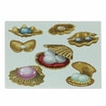 thumbnail image 1 of Pearls Cutting Board, Open Shells Different Type of Shapes Wealth Gemstone of the Sea Print, Decorative Tempered Glass Cutting and Serving Board, Small Size, Multicolor, by Ambesonne, 1 of 1