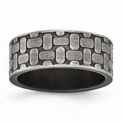 Stainless Steel Brushed Antiqued Textured Ring Size: 11; for Adults and Teens; for Women and Men
