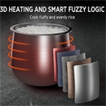 thumbnail image 3 of Cooker 3 Cups (Uncooked), 3D Heating and Fuzzy Logic, Healthy Nonstick Small Rice Cooker, PFAS-Free, Touch-Screen, for White/Brown Rice Quinoa Oatmeal Soup, 3 of 5
