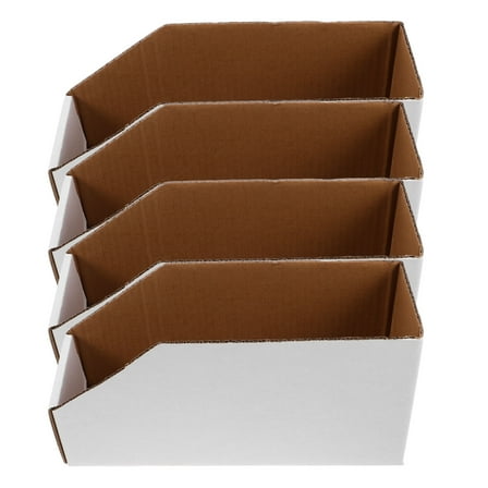 OULII 4Pcs White Cardboard File Organizer with Slanted Open Top for Convenient Retrieval