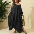 thumbnail image 6 of CFLVAEK Cover Ups for Swimwear Women Plus Size V Neck Coverup Elegant Side Split Floor Length Cover Up Loose Fit Vacation Beach Coverup Free Size, 6 of 7