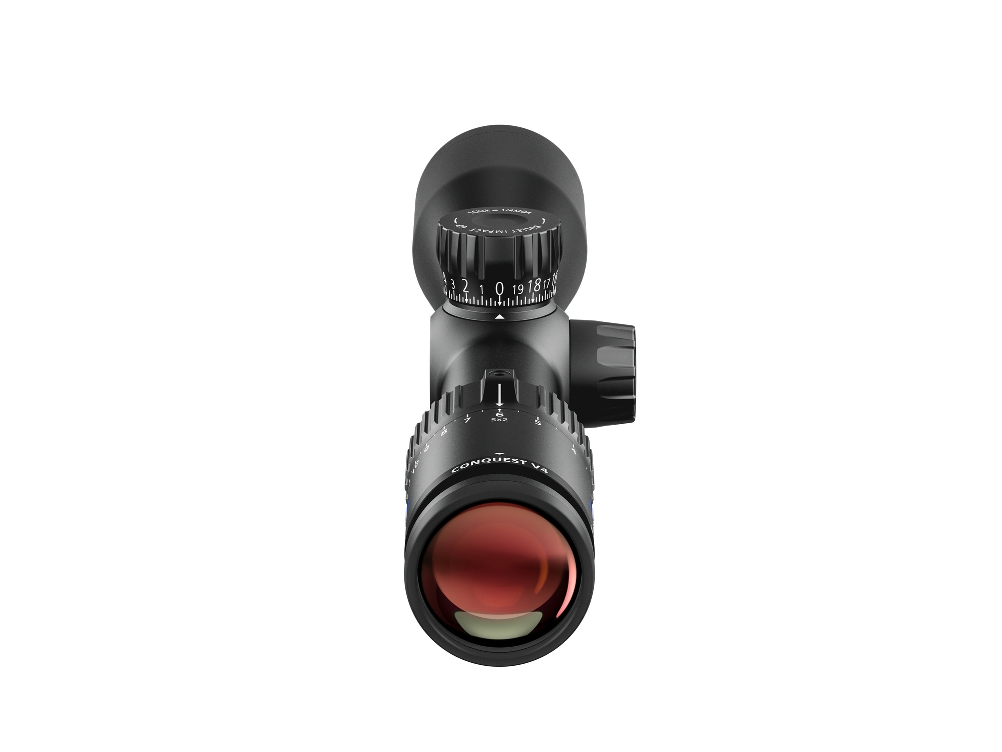 ZEISS Conquest V4 3-12x44 Riflescope with Z-Plex Reticle #20 - External Elevation Turret - Ballistic Stop - Fixed Parallax - .25 MOA