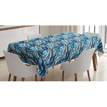 

Abstract Tablecloth Surreal Expressionism Inspired Image Modern Art Stripes Swirls Waves Trippy Rectangular Table Cover for Dining Room Kitchen 52 X 70 Inches Grey Blue White by Ambesonne