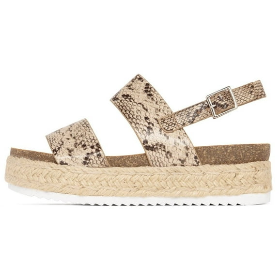 Kaz Espadrilles Rubber Trim Sole Ankle Buckle Open Toe Embellished Wedge Sandals