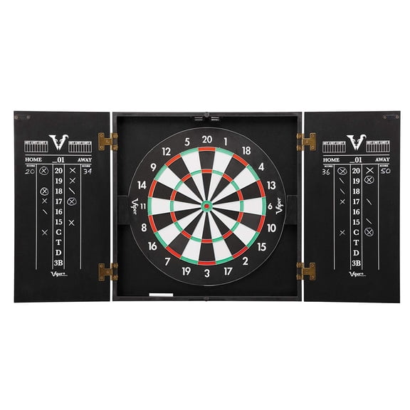 Viper Hideaway Steel Tip 2 in 1 Traditional & Baseball Dartboard Cabinet, Black