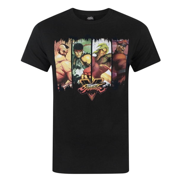 Street Fighter - Camiseta oficial con personajes para hombre (Negro)