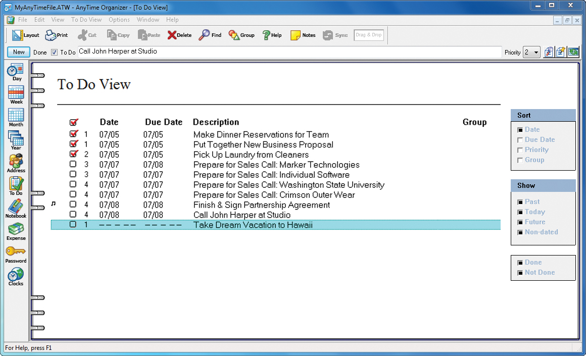 Individual AnyTime Organizer Standard 16 (Email Delivery)