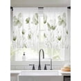 thumbnail image 3 of Sage Green Flowers Semi Sheer Curtains 54 Inch Length 2 Panels Set, Watercolor Retro White Floral Leaves Sheer Kitchen Curtain Privacy Voile Window Curtain for Living Room Bedroom Rod Pocket Drapes, 3 of 7