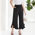 thumbnail image 2 of Ruffle Flowy Wide Leg Pants for Women Black Trendy Summer High Waist Pants Outgoing Cocktail Party Pants 2024, 2 of 8