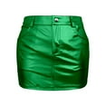 thumbnail image 2 of Metallic Shiny Skirt Bodycon Cargo Skirt Color Green Size XL, 2 of 4