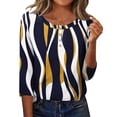 thumbnail image 2 of Women's Casual 3/4 Sleeve Printed Round Neck Loose Fit T-Shirt Top for Everyday Wear, 2 of 7