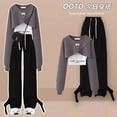 thumbnail image 4 of Spring/Summer Set Women's Korean Loose Design Casual Top+suspender+work Wide Leg Pants Three Piece Set Trendy, 4 of 5