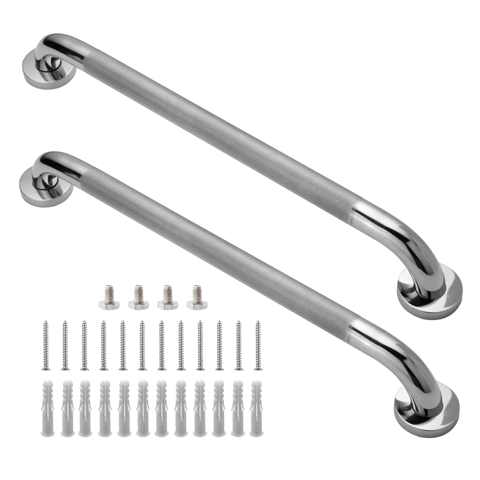 24 Inch Chrome anti slip pattern 304 Stainless Steel Bathroom Safety Grab Bar 2 Pack
