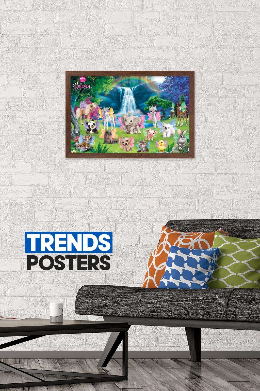 Animal Club - Unicorn Group Wall Poster, 14.725" x 22.375", Framed