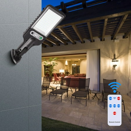 

Finelylove Solar Street Light IP65 Waterproof Dusk To Da-wn With Motion Sensor LED Security Flo-od Light For Parking Lot Remote Control With 60 SMD Lamp Beads