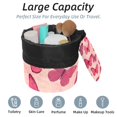 thumbnail image 2 of PhooArto Drawstring Cosmetic Bag, Barrel Shaped Portable Travel Makeup Bags, Retro Pink Butterflies Pattern Large Capacity Waterproof Multifunctional Bucket Toiletry Bag, 2 of 6