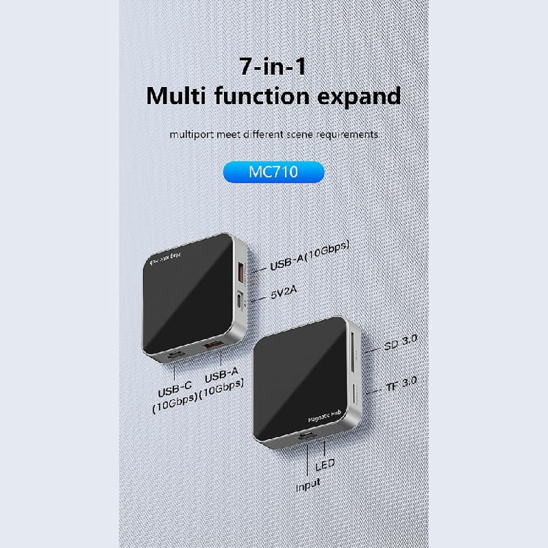 Magnetic USB C Adapter 7/8 Port Docking Station PD100W Fast Devices Connection