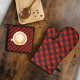 thumbnail image 5 of Red Black Checkerboard Checkered Pattern Kitchen Oven Mitt and Pot Holder Sets 2 Pcs for Baking, Cooking and Grilling, Heat Resistant Up To 392 °F, 5 of 7