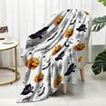 thumbnail image 6 of Halloween Blanket Happy Halloween 130*150 Soft Throw Blanket - Halloweens Themed Gift with Trick or Treat Pumkin Ghost Witch Black Cat Spider Bat Skull, 6 of 7