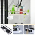 thumbnail image 3 of HaoXun Adjustable Shower Shelf with Non-Perforated Installation - ABS Plastic Bathroom Storage Rack with Hollow Drainage Base and Curved Fence for Shower Organization, 3 of 9