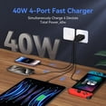 thumbnail image 3 of Bloque de carga rápida de pared USB C, 40 W, 4 puertos tipo C, negro, 3 of 7