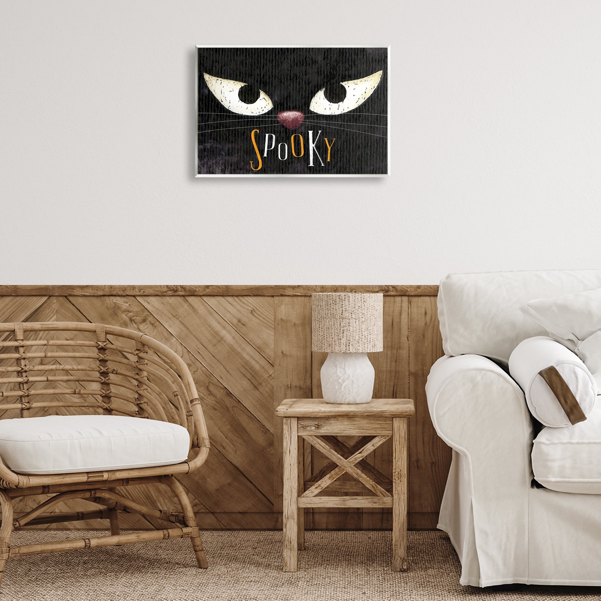 Stupell Industries Spooky Cat Eyes Animals Painting Unframed Art Print Wall Art, 19 x 13