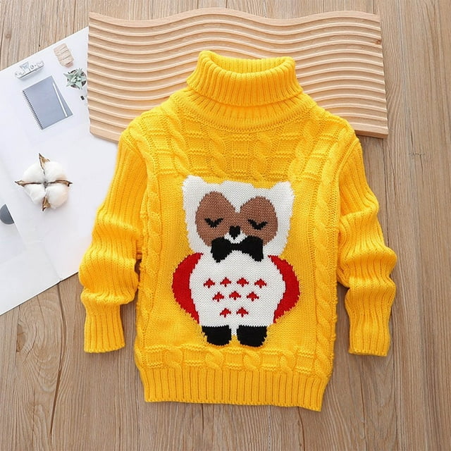 RXIRUCGD Chandail Ample pour Enfants 1-12 Ans avec Col, Manches Longues, Col Rond, Haut/chemise ( Jaune, Taille : 1-2 Ans )