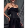 thumbnail image 5 of Women Elegant Slim Corset Tube Tops Solid Color Satin Low Cut Strapless Bustier Crop Tops Lingerie, 5 of 7