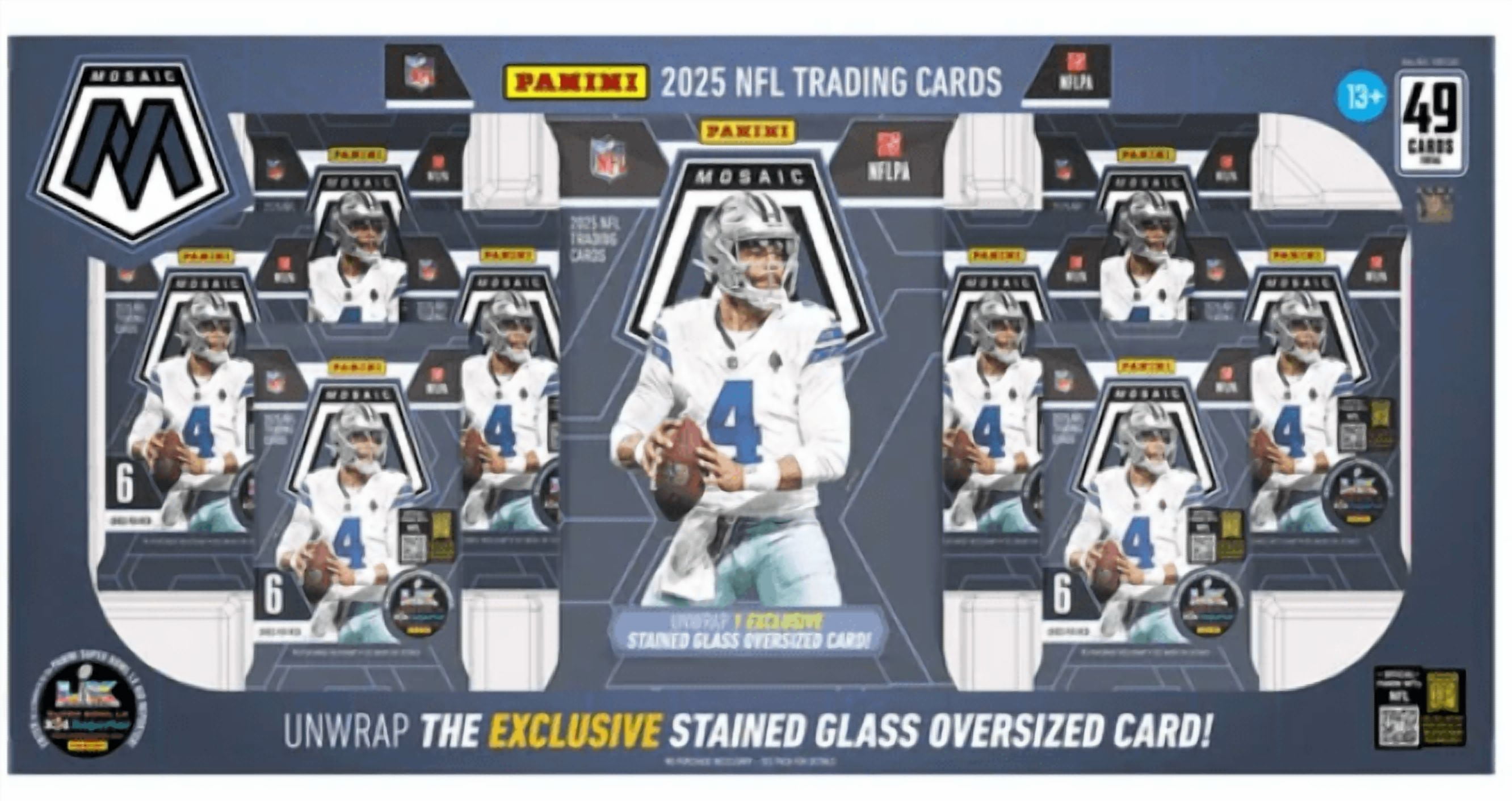 Panini Mosaic Football Cards Bundle 2025 – 8 Packs + Oversized