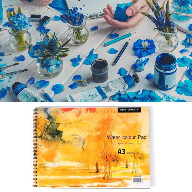 A3 Watercolor Textured Paper Pad Kraft Paper Cover Pastel Sketch Paper Pad For Paint Watercolor Paper Sketchbook Notepad A3 Pastel Paper Pad Pencil, Ink, Charcoal, Pastel, And