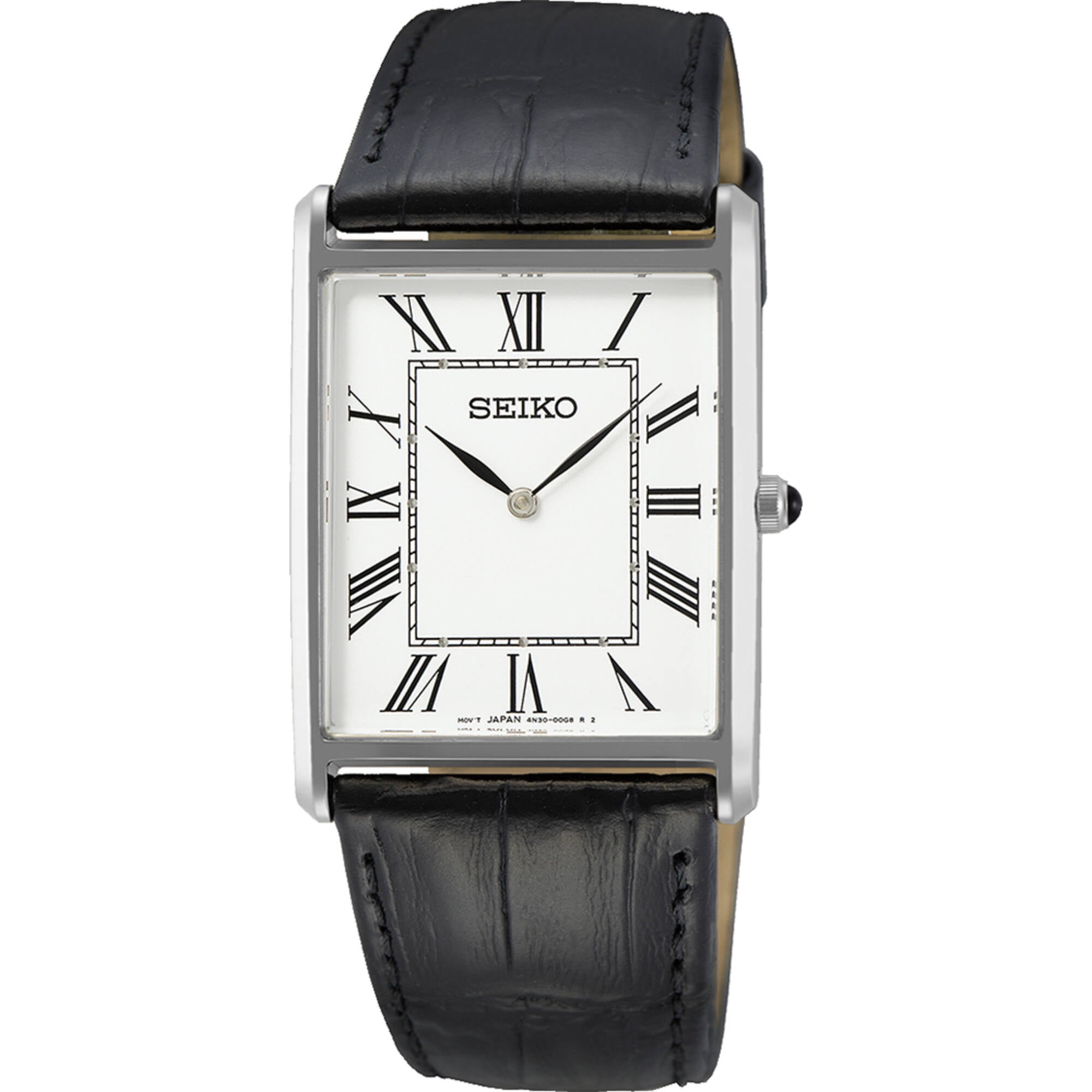 SEIKO クォーツ腕時計 ブラックレザー Seiko SWR049P1 Men's Essentials Black Leather Strap Quartz Watch
