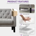 thumbnail image 6 of LAZZO 62" Loveseat Sofa, Tufted Couch with USB Ports and Cupholders for Living Room, Office and Bedroom, Light Gray, 6 of 9