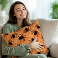 thumbnail image 3 of Throw Pillow Covers 16x16 Inch Set of 2 Cobweb Halloween Decorative Pillow Covers Orange Black Cushion Cover Pillowcase for Sofa Couch Bed Home Decor, 3 of 9