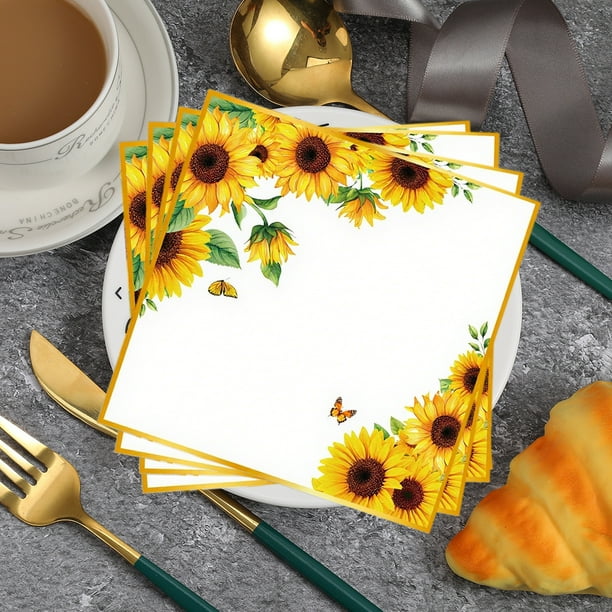 Decoración del hogar, decoración de habitaciones, 16 servilletas de Acción de Gracias con girasoles otoñales, suministros para fiestas otoñales, servilletas otoñales, decoraciones otoñales, suministro