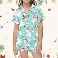 thumbnail image 2 of WEAIXIMIUNG Ensemble de Pyjama de Noël Décontracté pour Enfants, Col Boutonné, Manches Courtes, Shorts, 4-5 Ans, 2 of 5