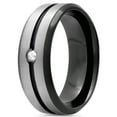 thumbnail image 2 of Men’s Stainless Steel 8mm Diamond Accent Two-Tone Black Wedding Band - Mens Ring, 2 of 3