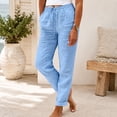 thumbnail image 5 of Clossjun Cotton Linen Pants for Women Loose Fit Daily Wear Summer Fall Sweatpants Casual Soft Lightweight Trousers 4XL, 5 of 5