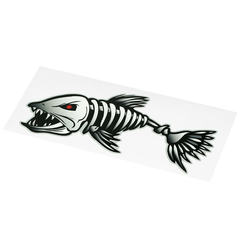 2 Pieces Fish Mouth Stickers Skeleton Fish Stickers Fishing Boat Canoe Kayak  Graphics Accessories 