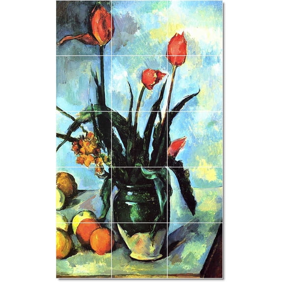 Ceramic Tile Mural-Paul Cezanne Flowers Tile Mural Interior Decor Decor. 18" w x 30" h using (15) 6 x 6 ceramic tiles