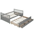 thumbnail image 6 of Harper & Bright Designs Full Size Daybed with Trundle and 3 Storage Drawers, Wood Full Captain’s Bed with Trundle Bed, Full Platform Bed, Gray, 6 of 13