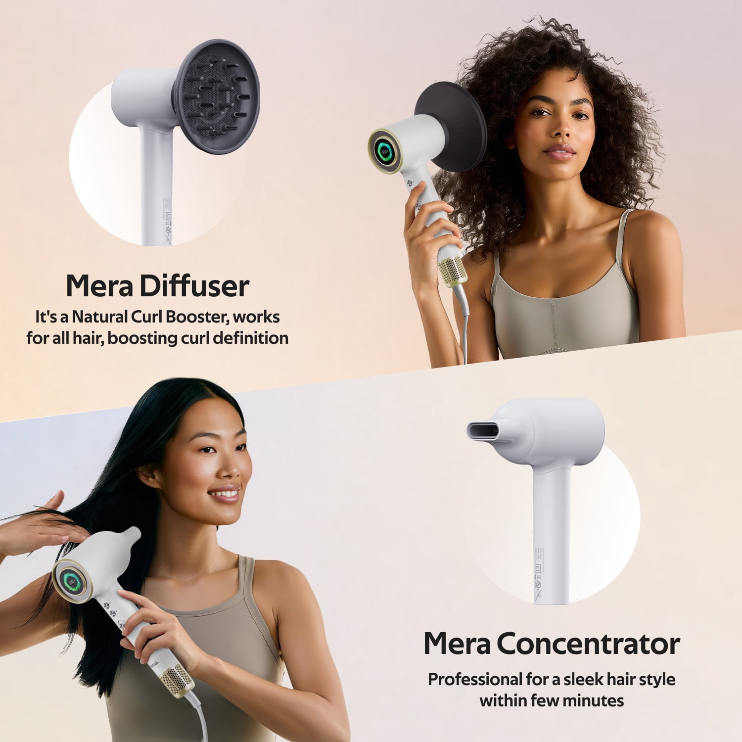 Mera Ultra Bi-Ionic High-Speed Aromatic Hair Dryer/Hand Dryer, Gold White