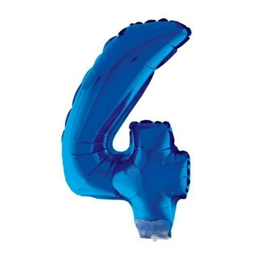 Balloon-Foil on Stick-Number 4-16" Blue