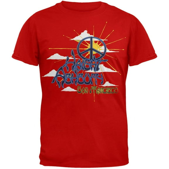 Haight Ashbury - Peace Rays Red T-Shirt - X-Large